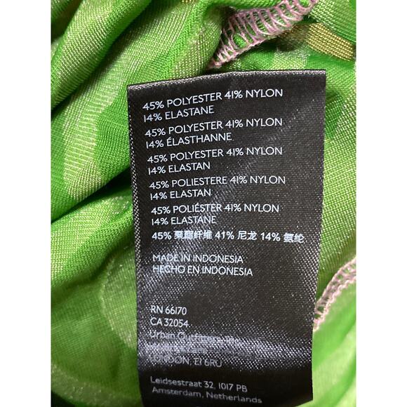 Urban Outfitters Green Pink Velvet Velour Swirl Long Sleeve Mock Neck Blouse S - Picture 5 of 5